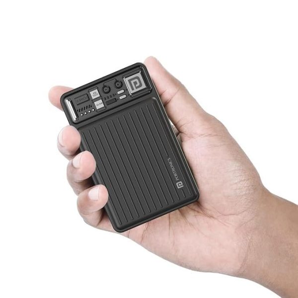 Portronics Luxcell Mini 10K Advanced 10000 mAh Nano Power Bank with 22.5W Max Output, LED Indicator, Mach USB-A Output, Type C PD Output, Type C Input, Wake Up Button(Black)