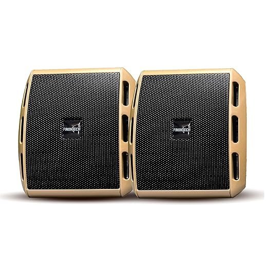 FRONTECH 2.0 USB Powered Multimedia Speakers with Foam Edge | 6W Output Power | AUX/USB Connectivity | for Laptop, PC, Mobile | Volume Control (SPK-0010, Black/Gold)