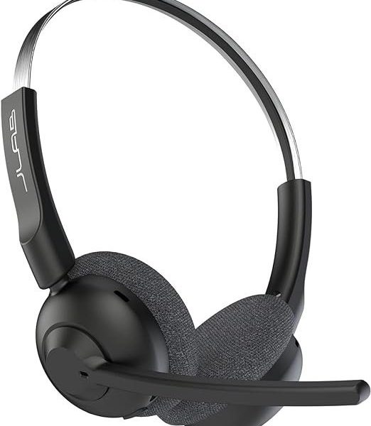JLab Go Work Pop On-Ear Wireless Headset, Black, 50+ Hours Playtime, Bluetooth Multipoint, Rotating Boom Mic, Noise Canceling MEMS Microphone, Light-Weight and Portable, for PC/Mac or Mobile