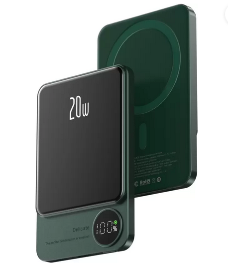 Rasta 10000 mAh 20 W Wireless With MagSafe Ultra Slim Pocket Size Power Bank  (MagSafe , Green, Lithium-ion, Power Delivery 3.0 for Mobile)